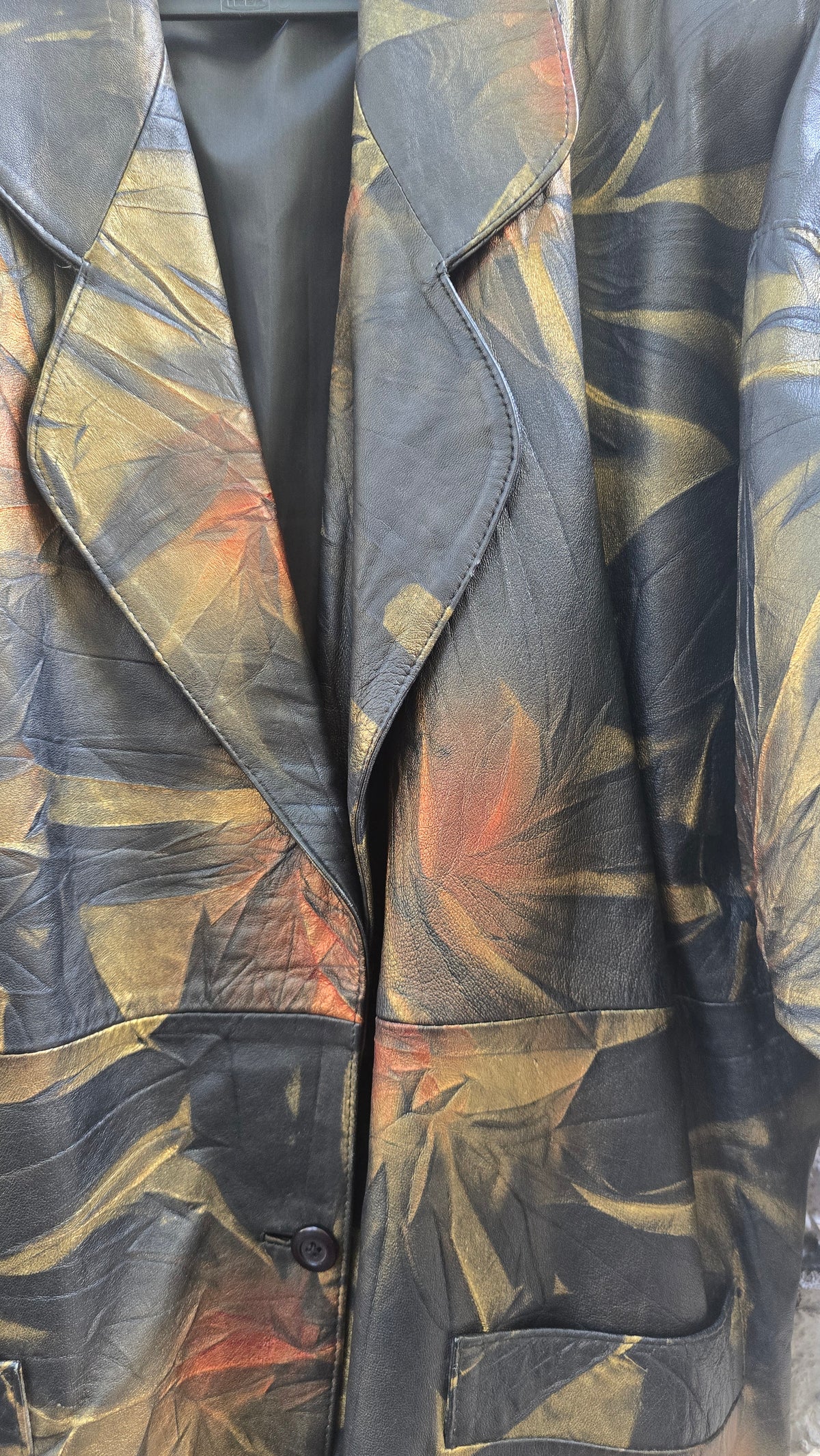 Giacca vintage in vera pelle tinta a mano