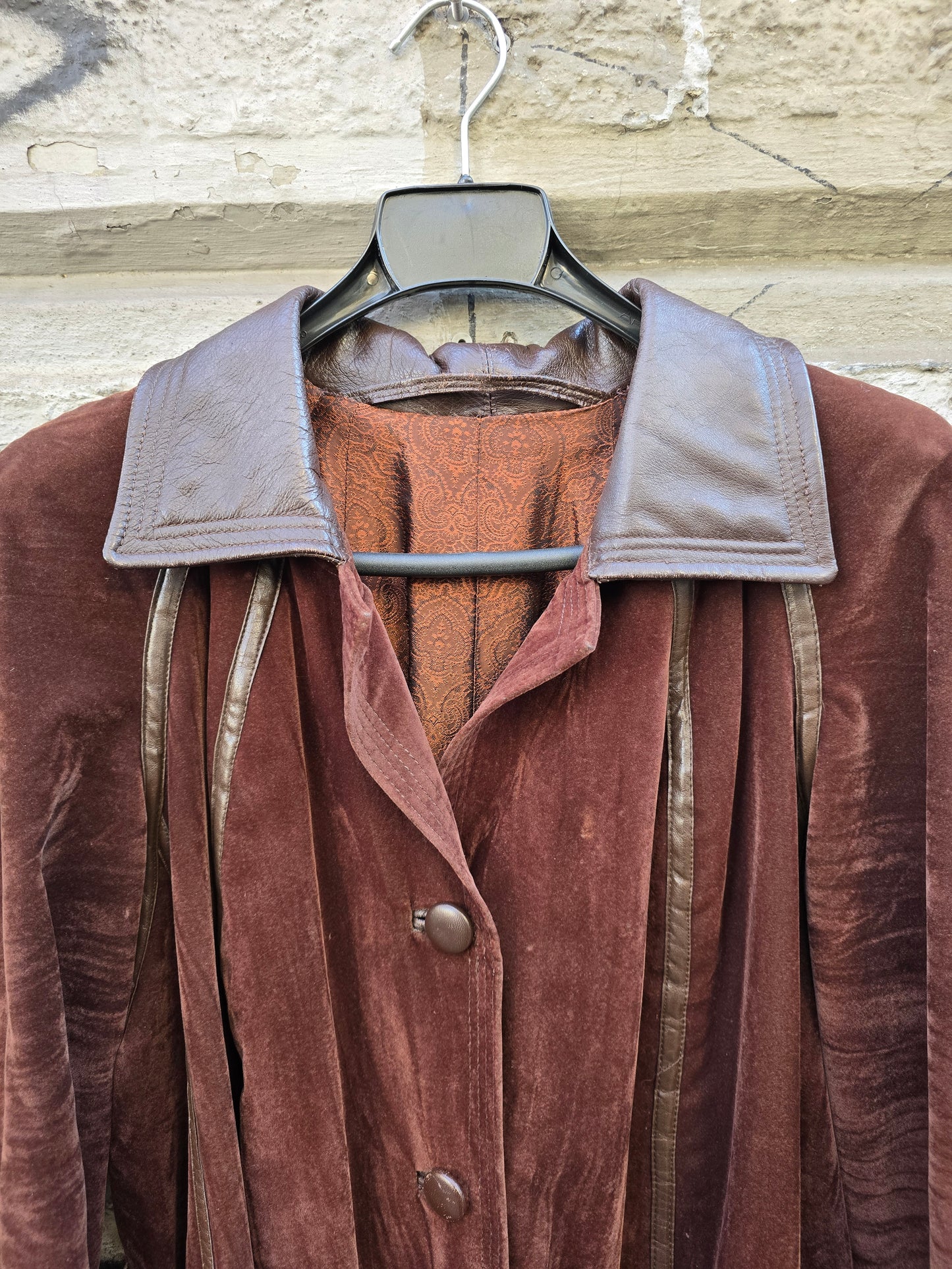 Giacca vintage donna in velluto e vera pelle