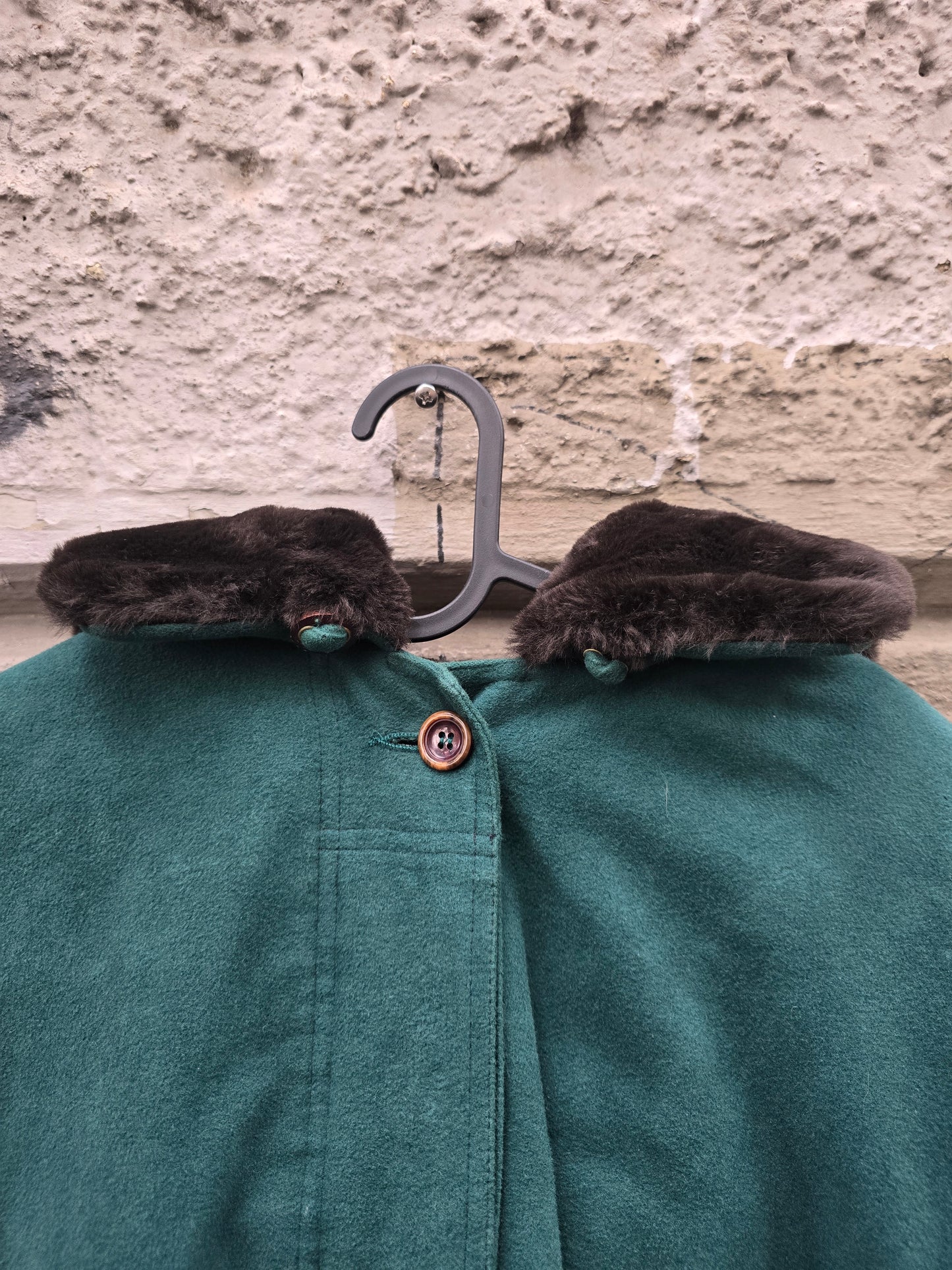 Giacca vintage in panno verde bottiglia