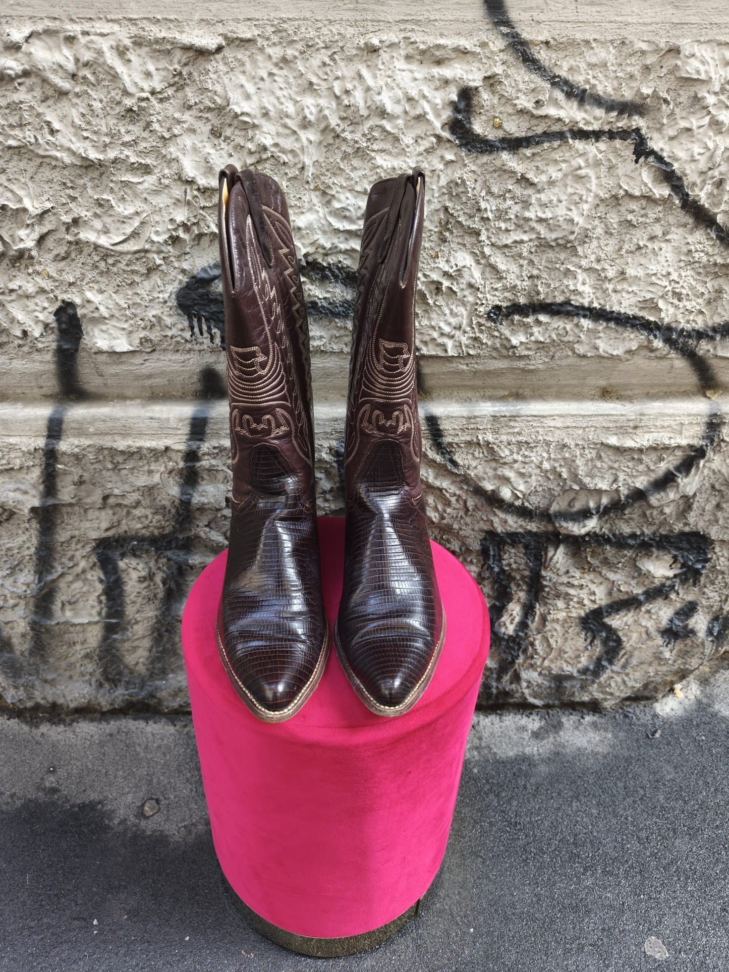 Stivali uomo vintage Sancho in vera pelle marrone numero 43