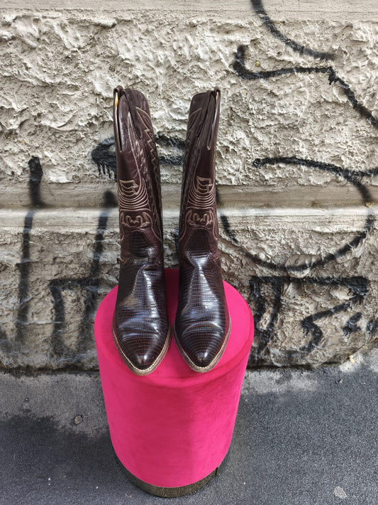 Stivali uomo vintage Sancho in vera pelle marrone numero 43