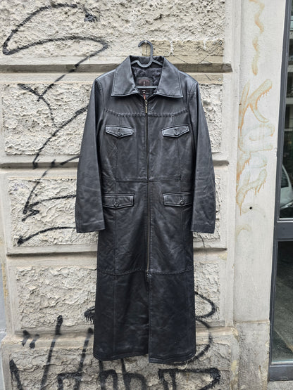Giacca vintage lunga in vera pelle