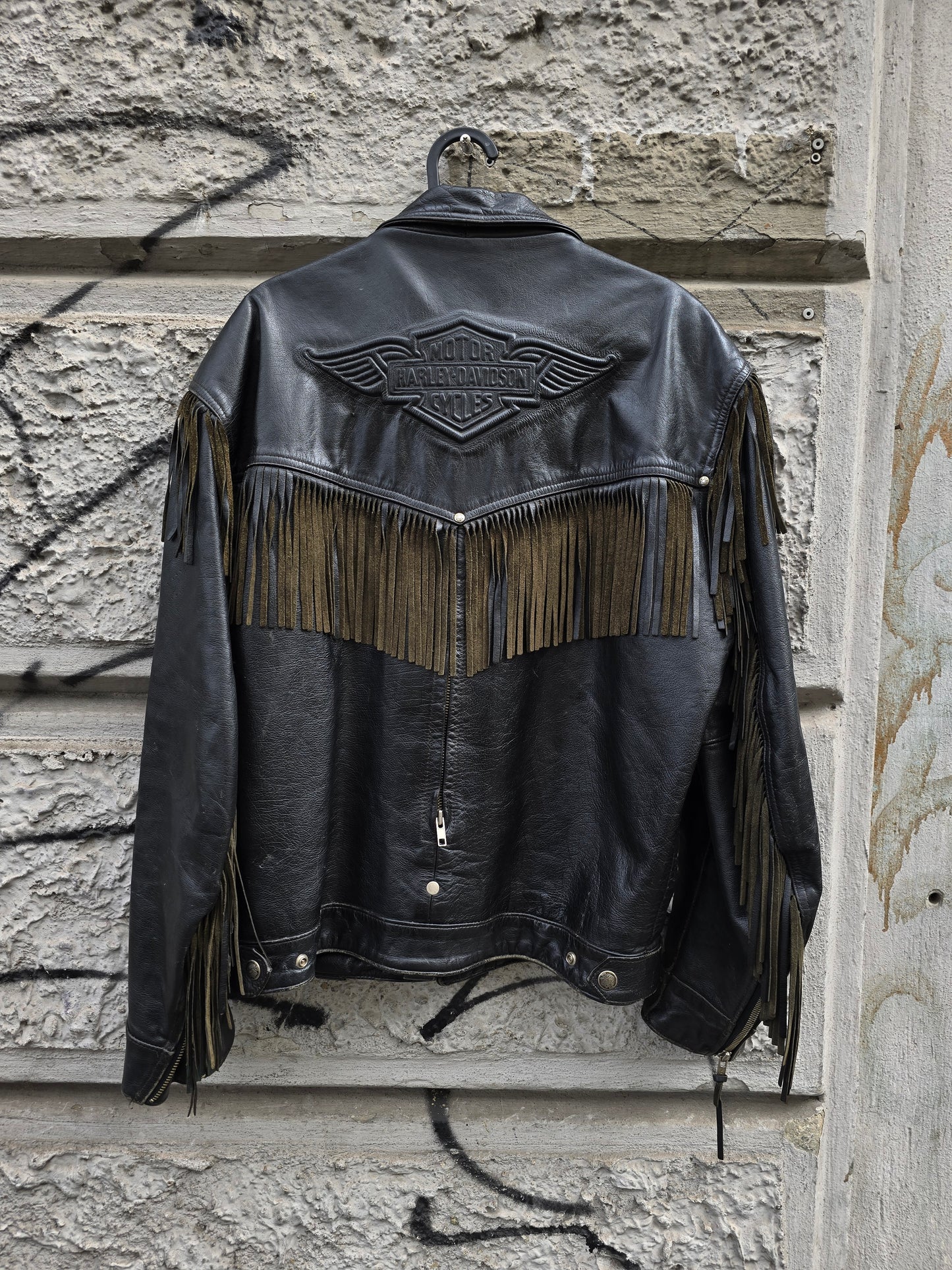 Giacca in pelle Harley Davidson con frange
