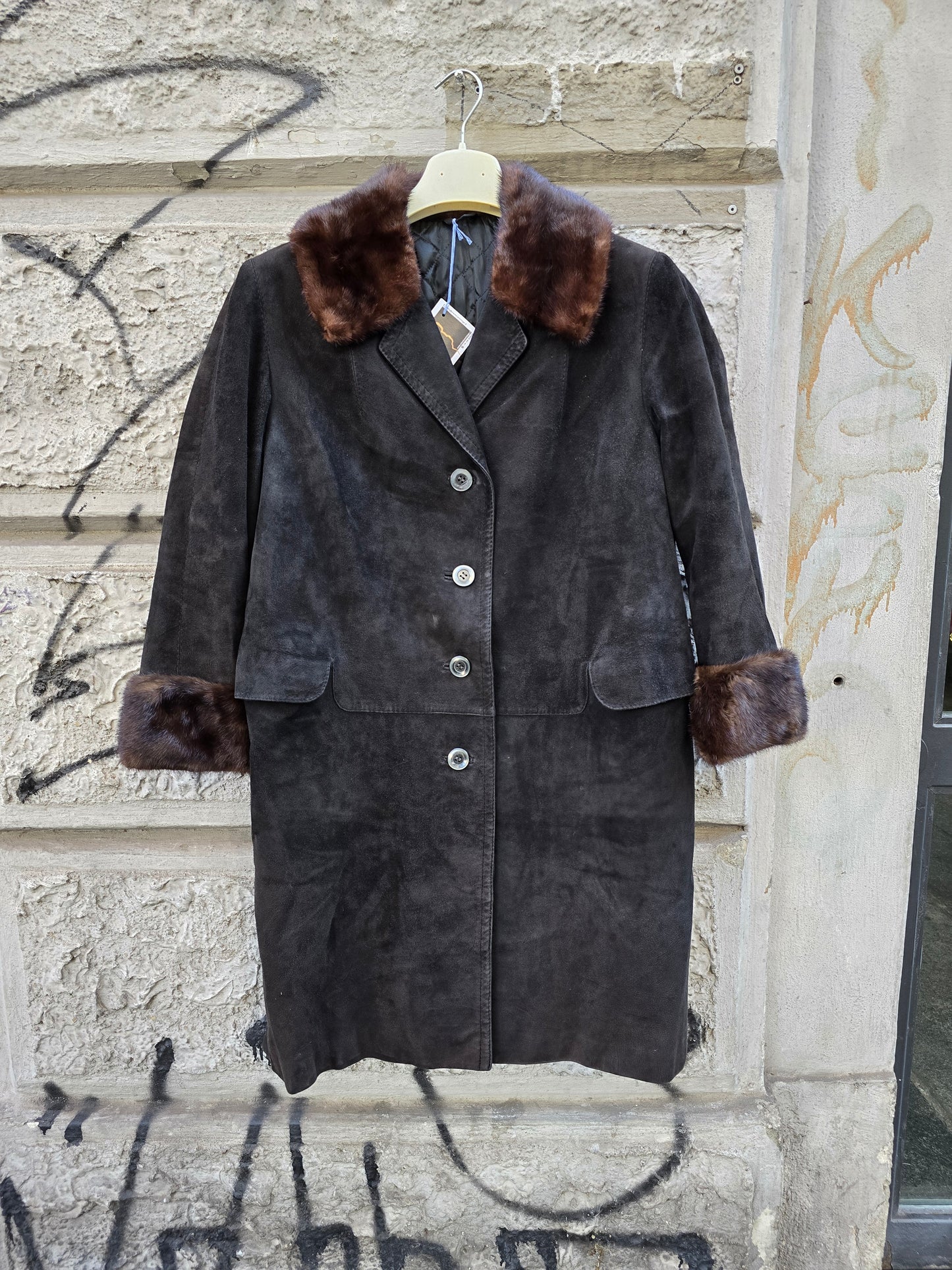 Giacca donna vintage in camoscio e visone