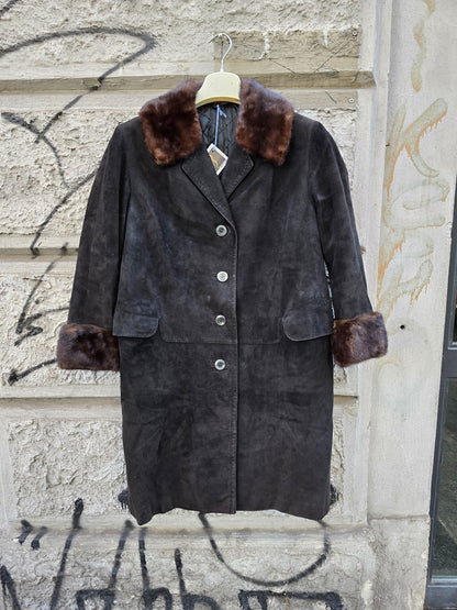 Giacca donna vintage in camoscio e visone