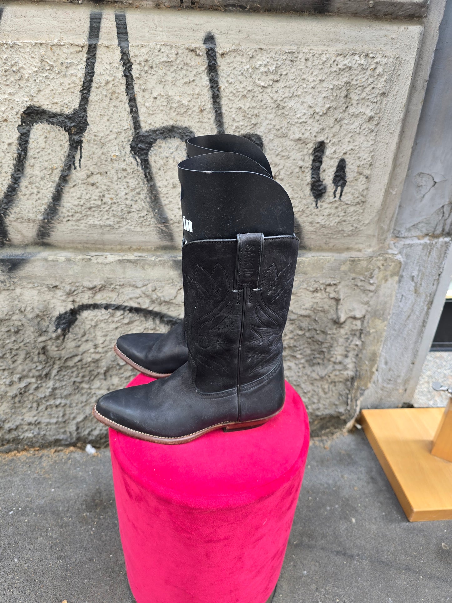 Stivale vintage texano nero Sancho nr 38