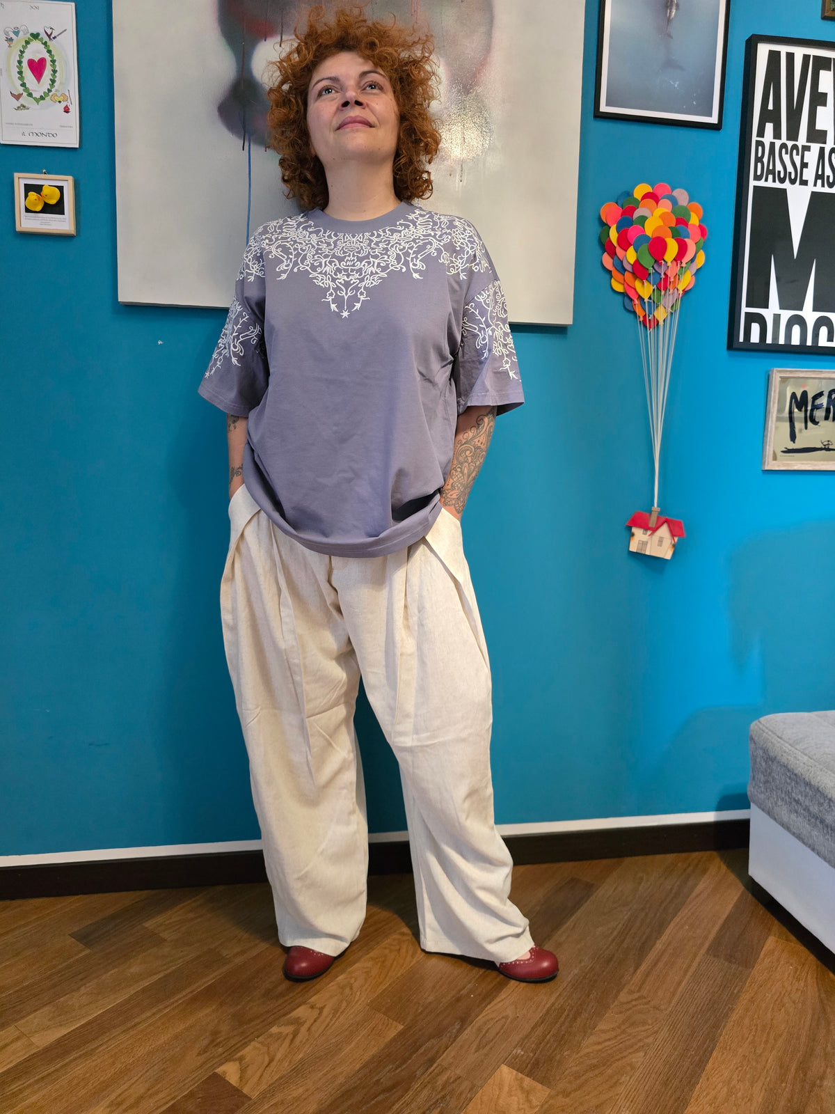 Pantalone in lino con doppia pinces