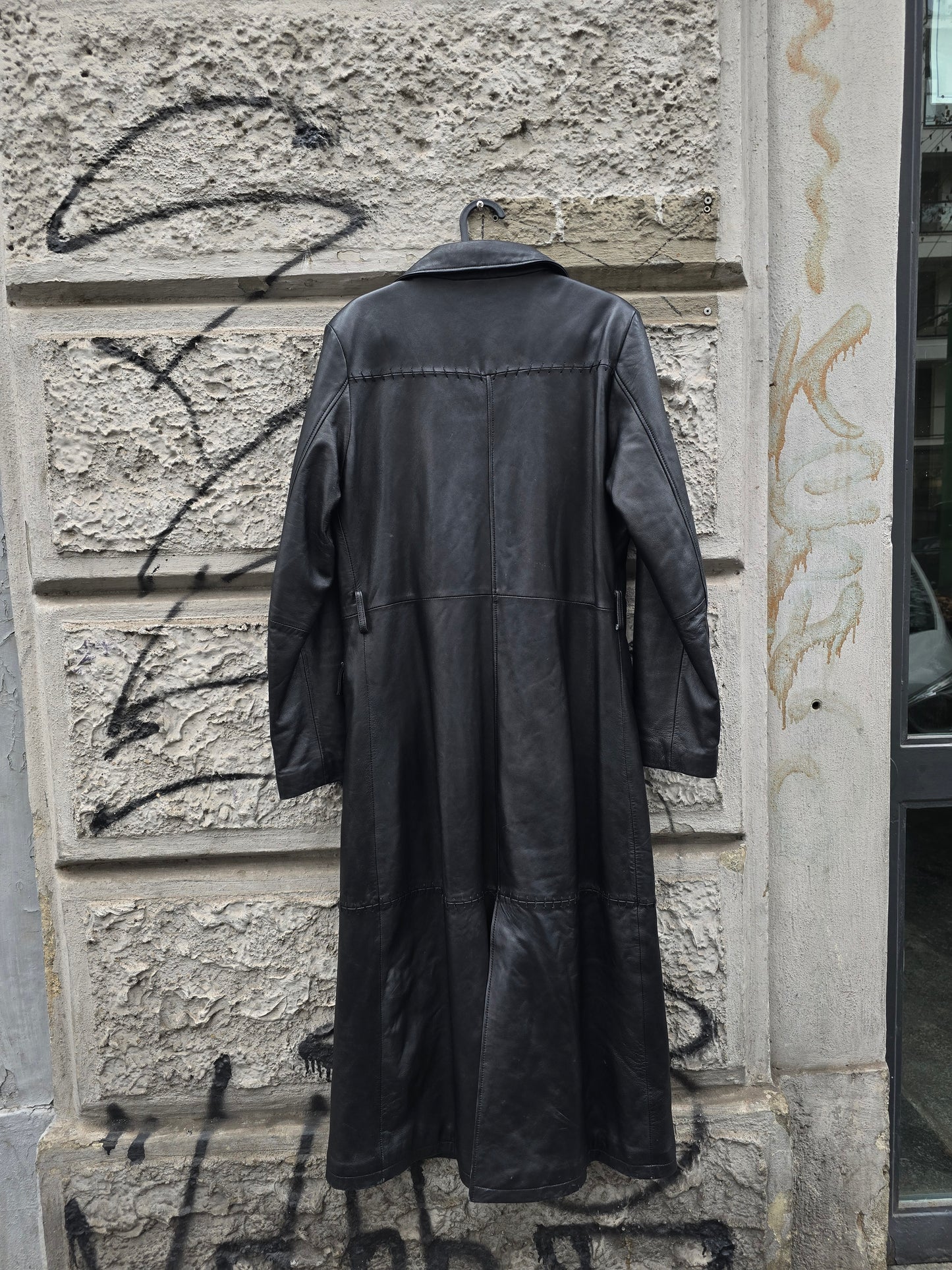 Giacca vintage lunga in vera pelle