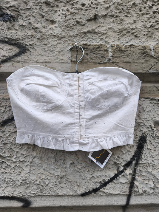 Bustier vintage anni '90 Onyx pizzo sangallo in cotone