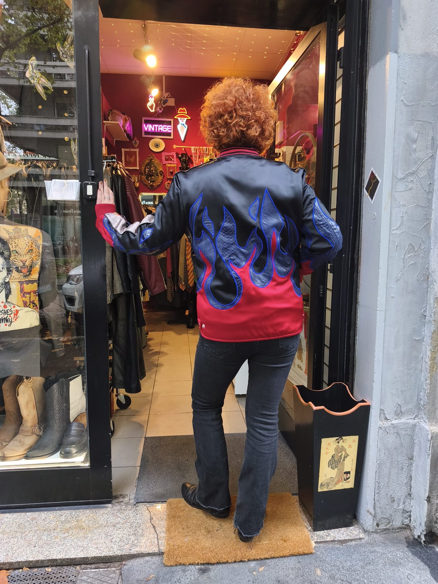 Bomber uomo Diesel vintage in raso e vera pelle