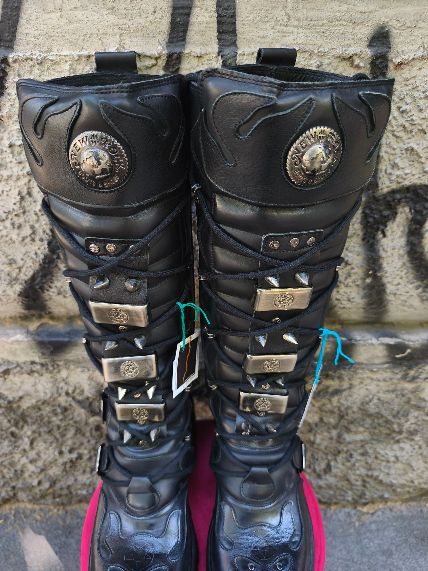 Stivale New Rock alto con borchie nero tg 43 modello M-161-S1