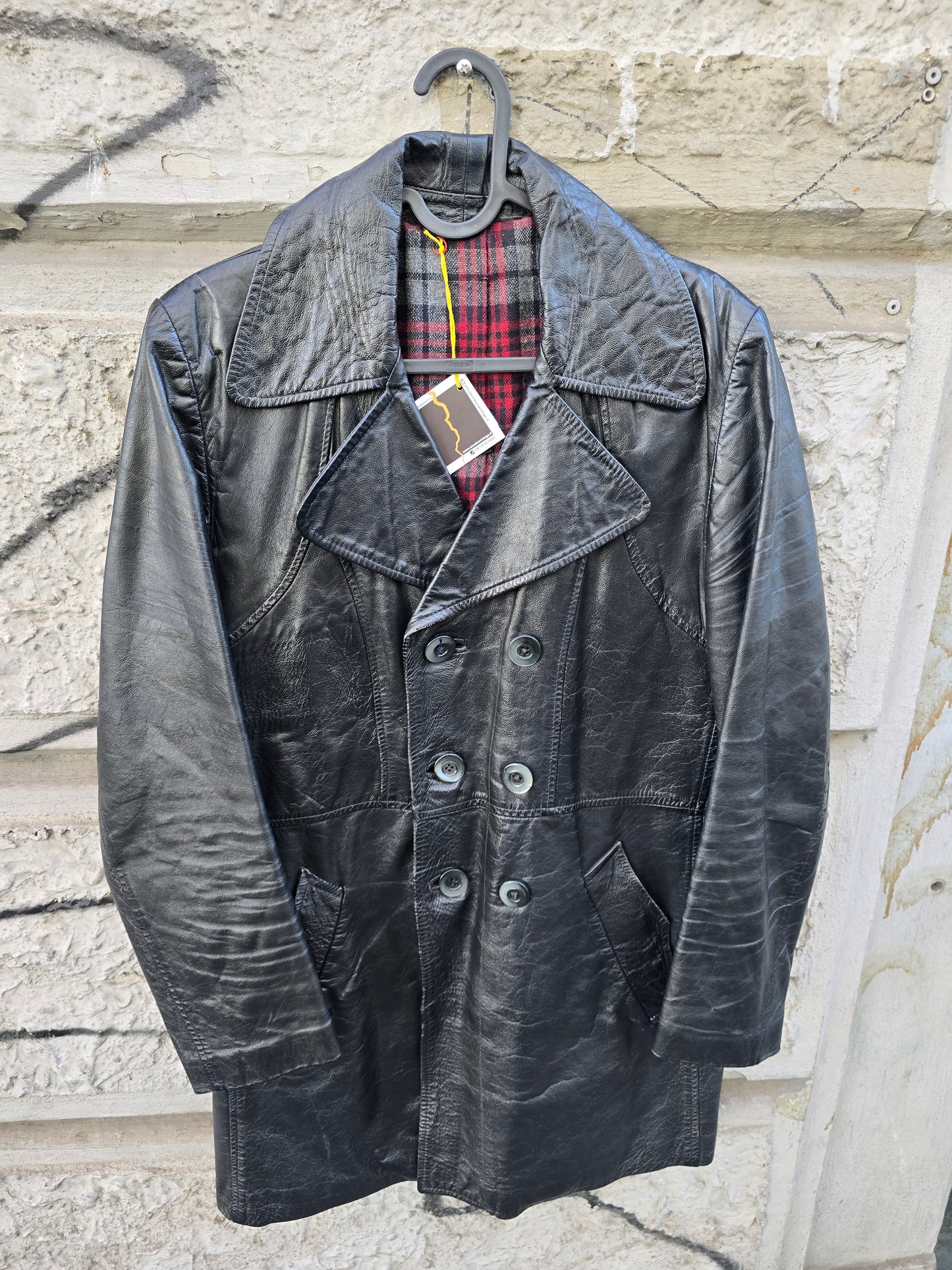 Trench in vera pelle vintage con cintura