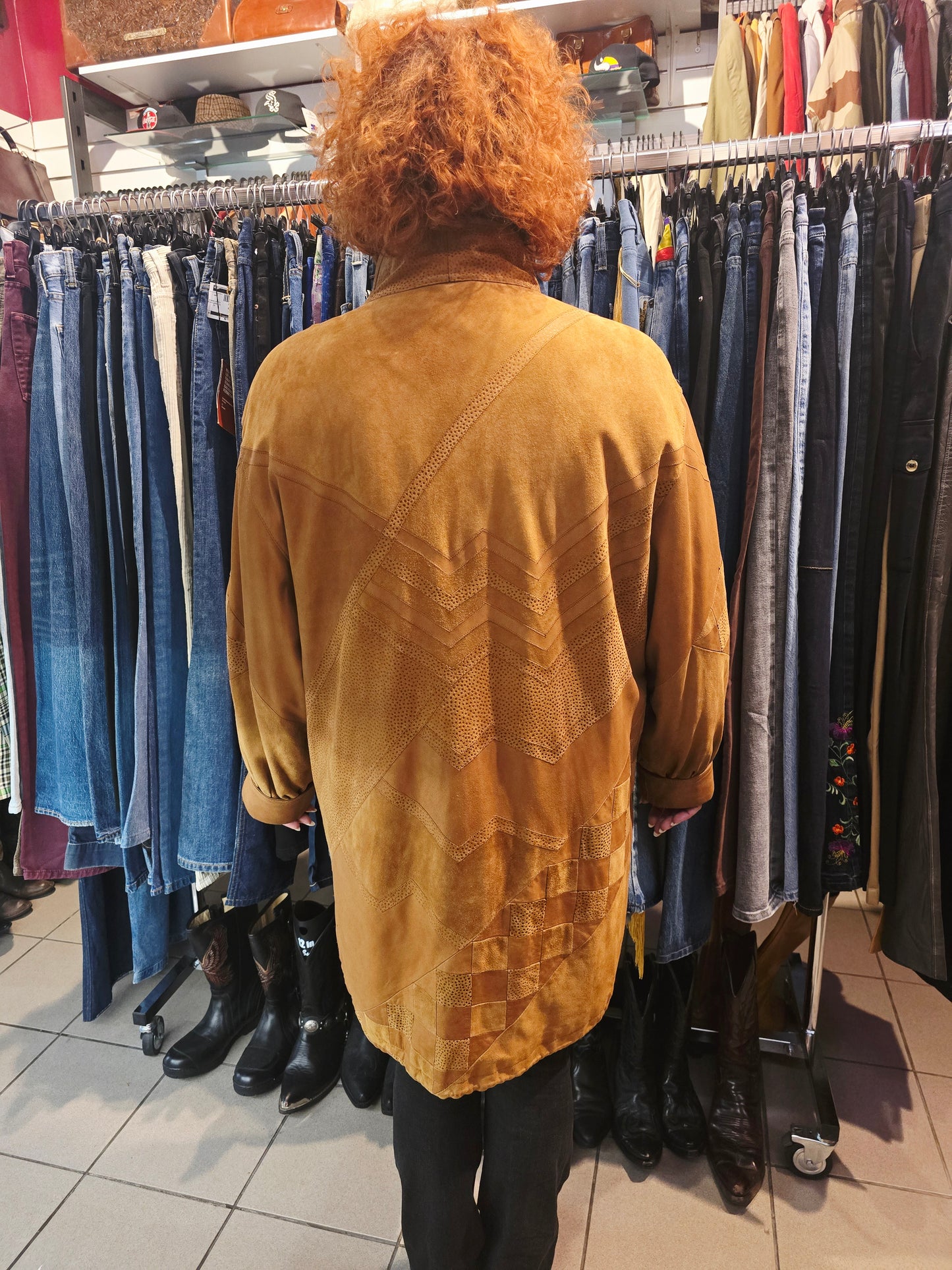 Giacca vintage in pelle e suede