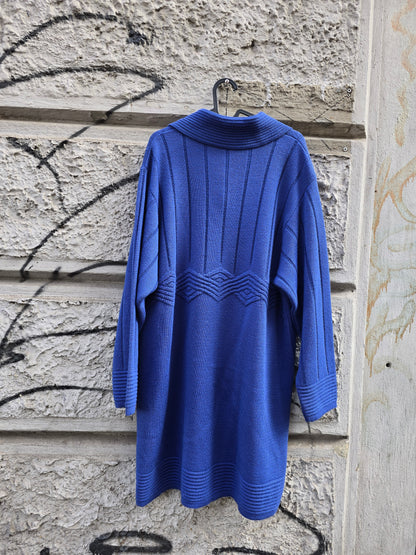 Cardigan vintage in lana indaco