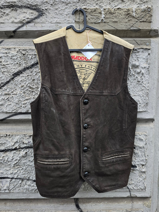 Gilet vintage in vera pelle Maddok