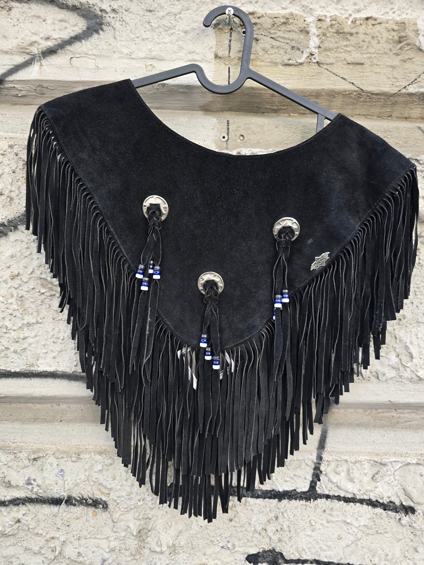 Gilet vintage in pelle scamosciata Stars and Stripes