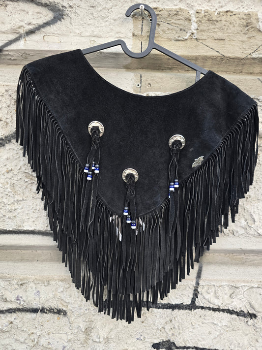 Gilet vintage in pelle scamosciata Stars and Stripes