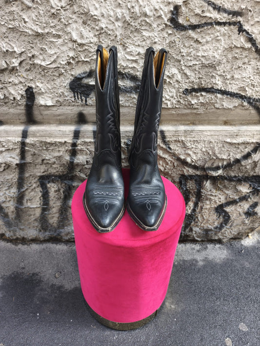 Stivali uomo in vera pelle nera vintage Sancho numero 43