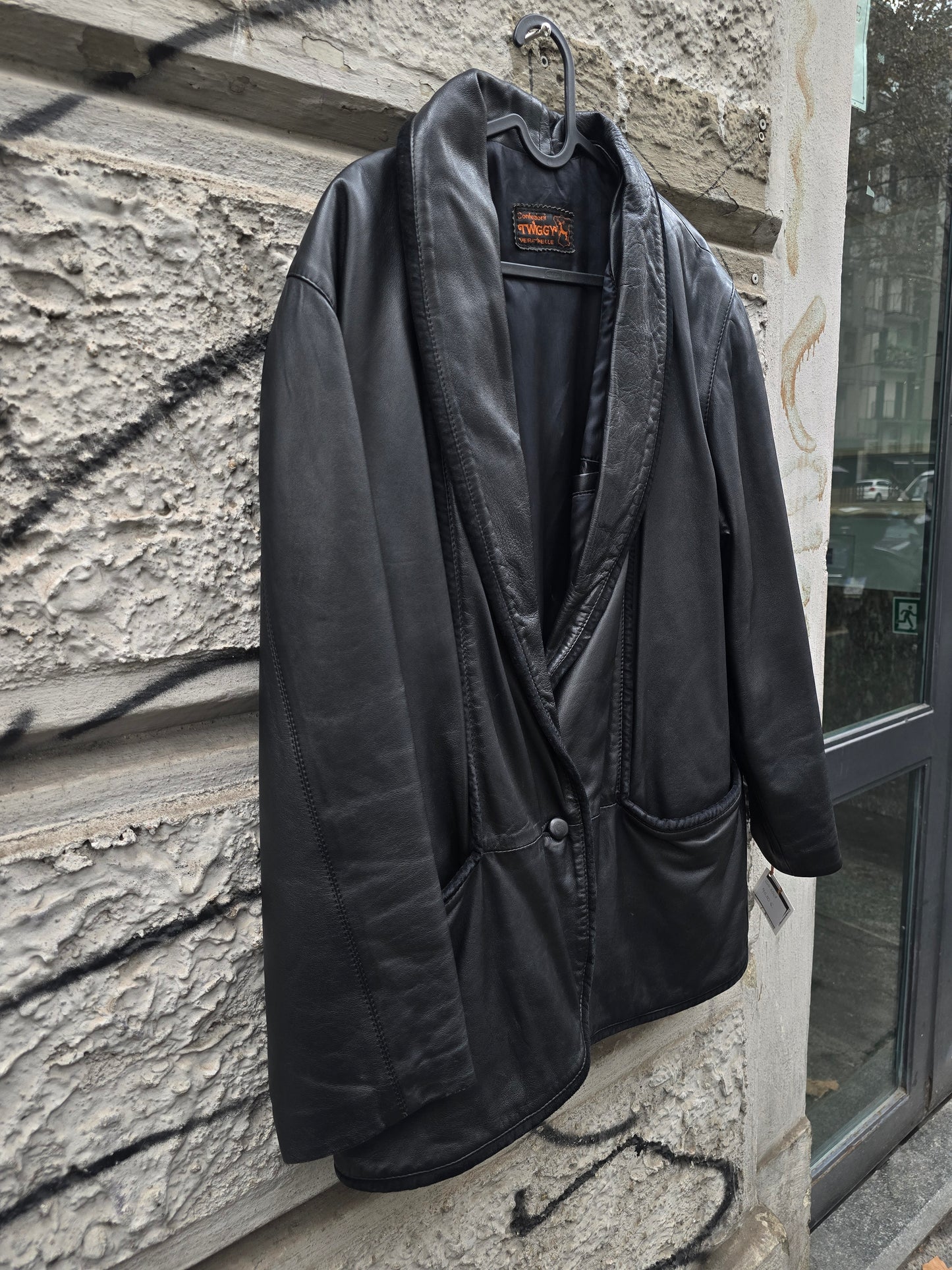 Giacca vintage in pelle modello blazer