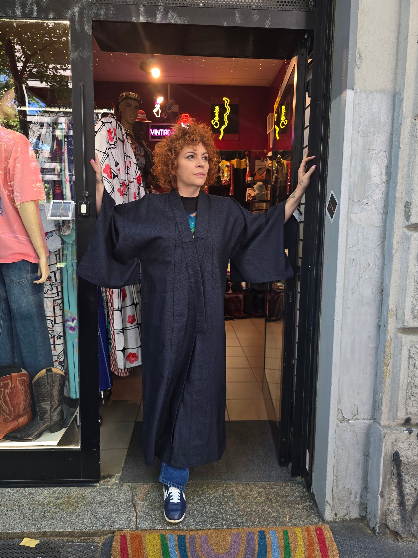 Kimono blu in puro cotone