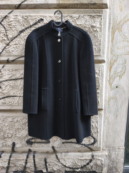 Cappotto nero vintage donna lana e cashmere