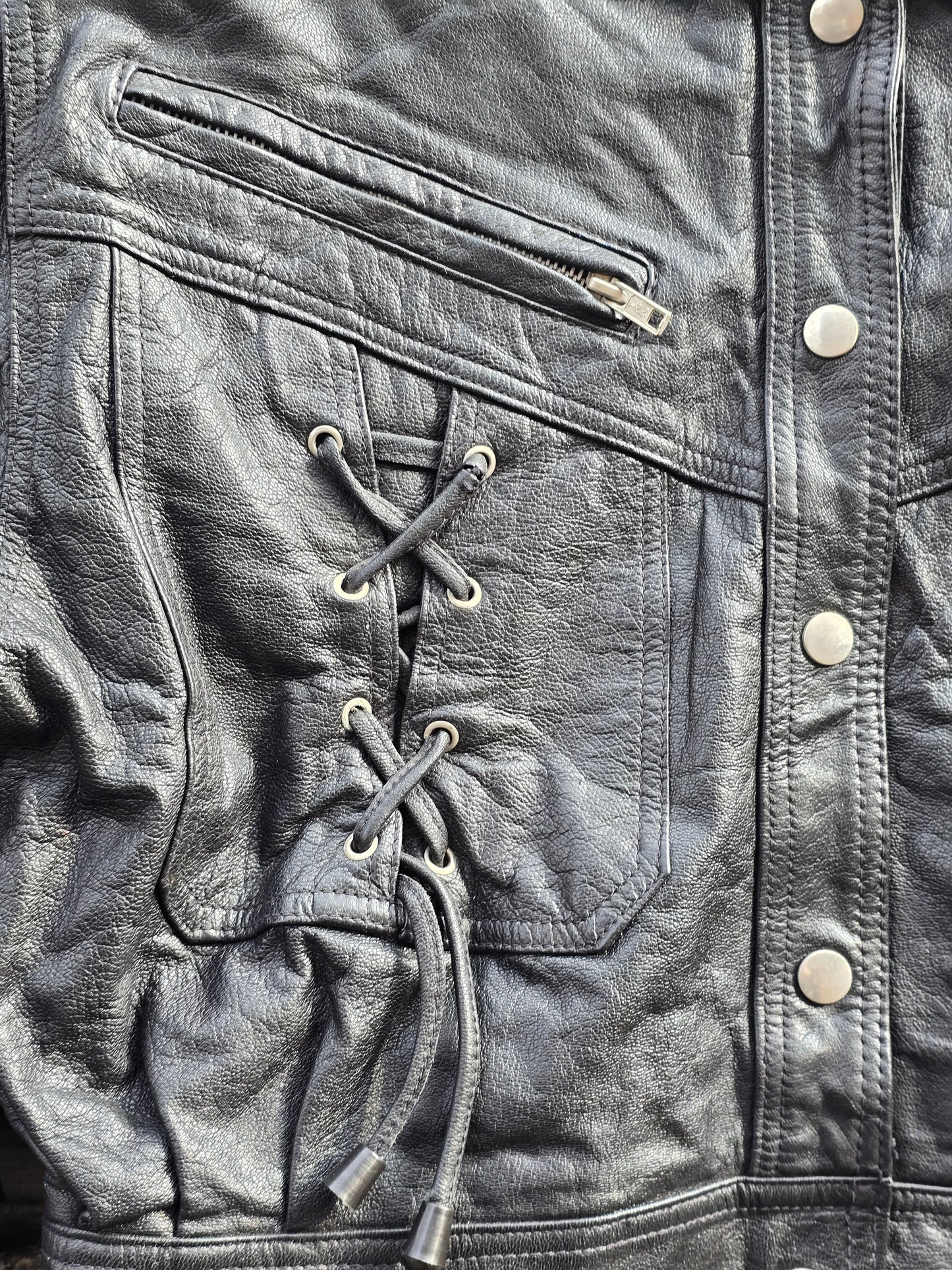 Giacca vintage in vera pelle frangiata
