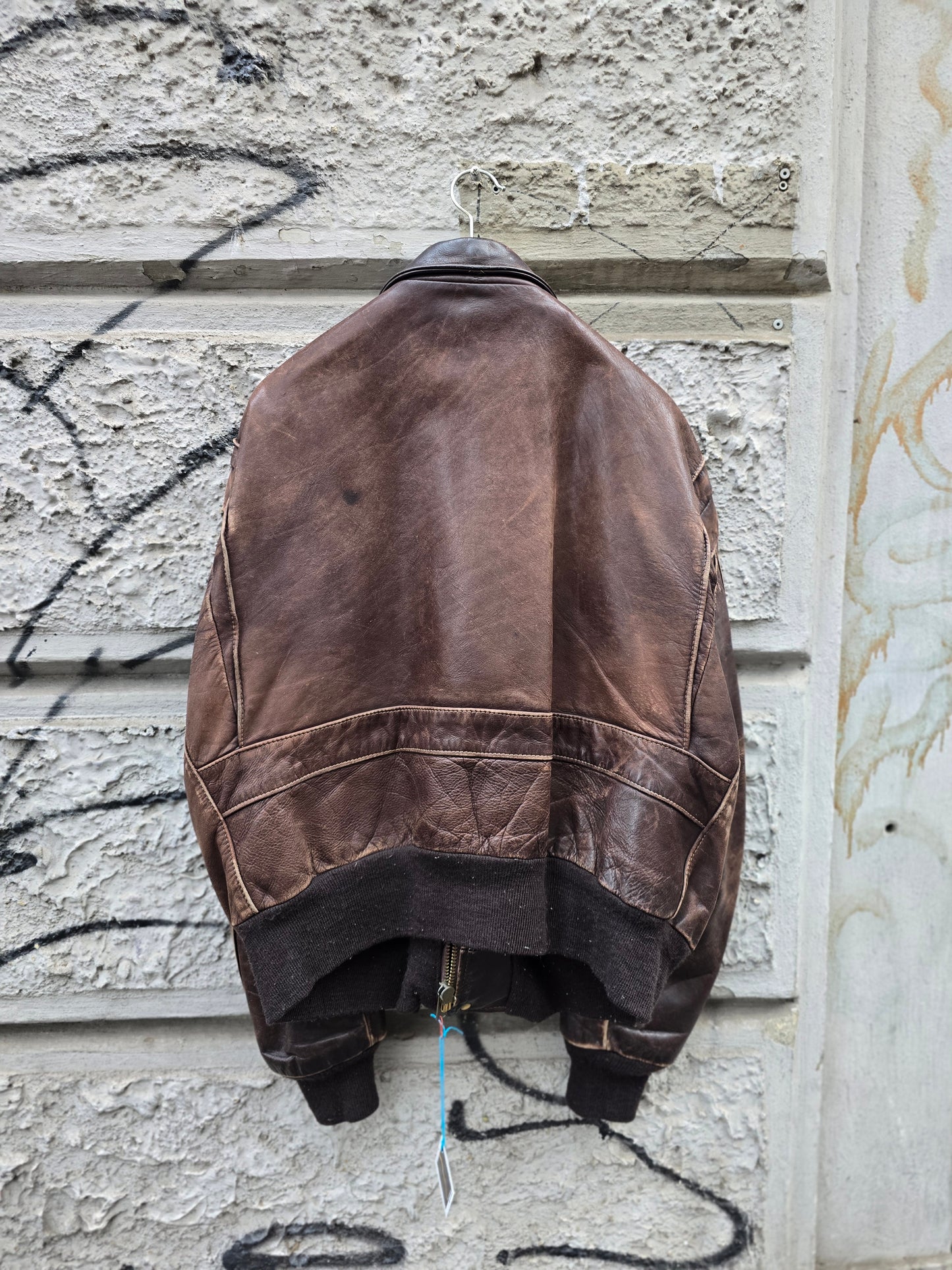Schott vintage aviatore in vera pelle marrone