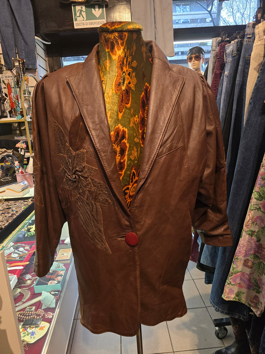 Giacca vintage in pelle anni 80,artigianale