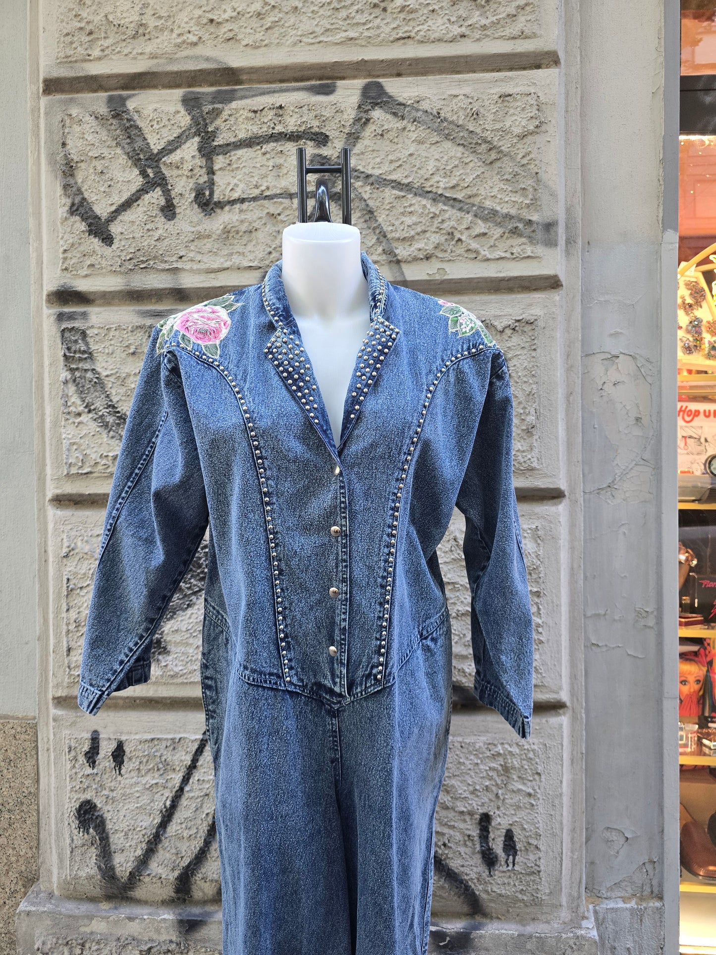 Tuta vintage jumpsuite in denim anni '80