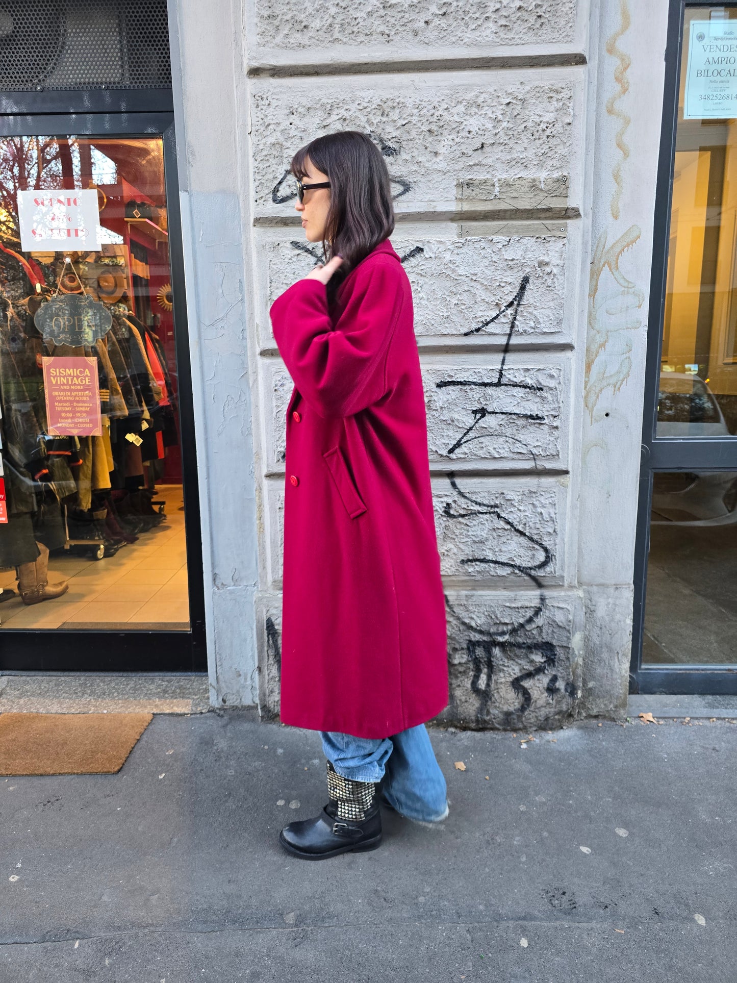 Cappotto vintage donna borgogna