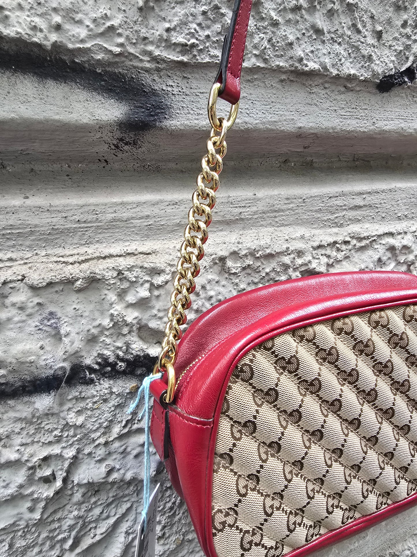 Borsa Gucci Marmont vintage rossa pelle e stoffa monogrammata