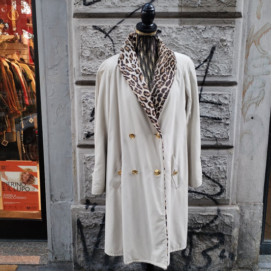 Cappotto donna beige Max Mara con collo maculato