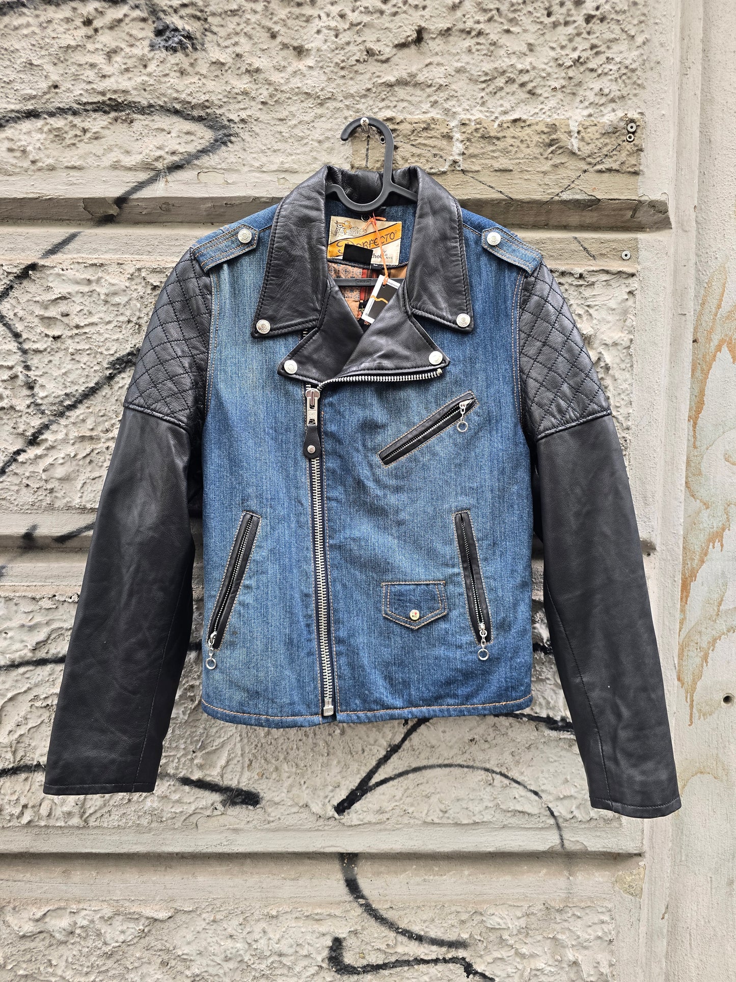Giacca vintage in denim e pelle Schott Perfecto