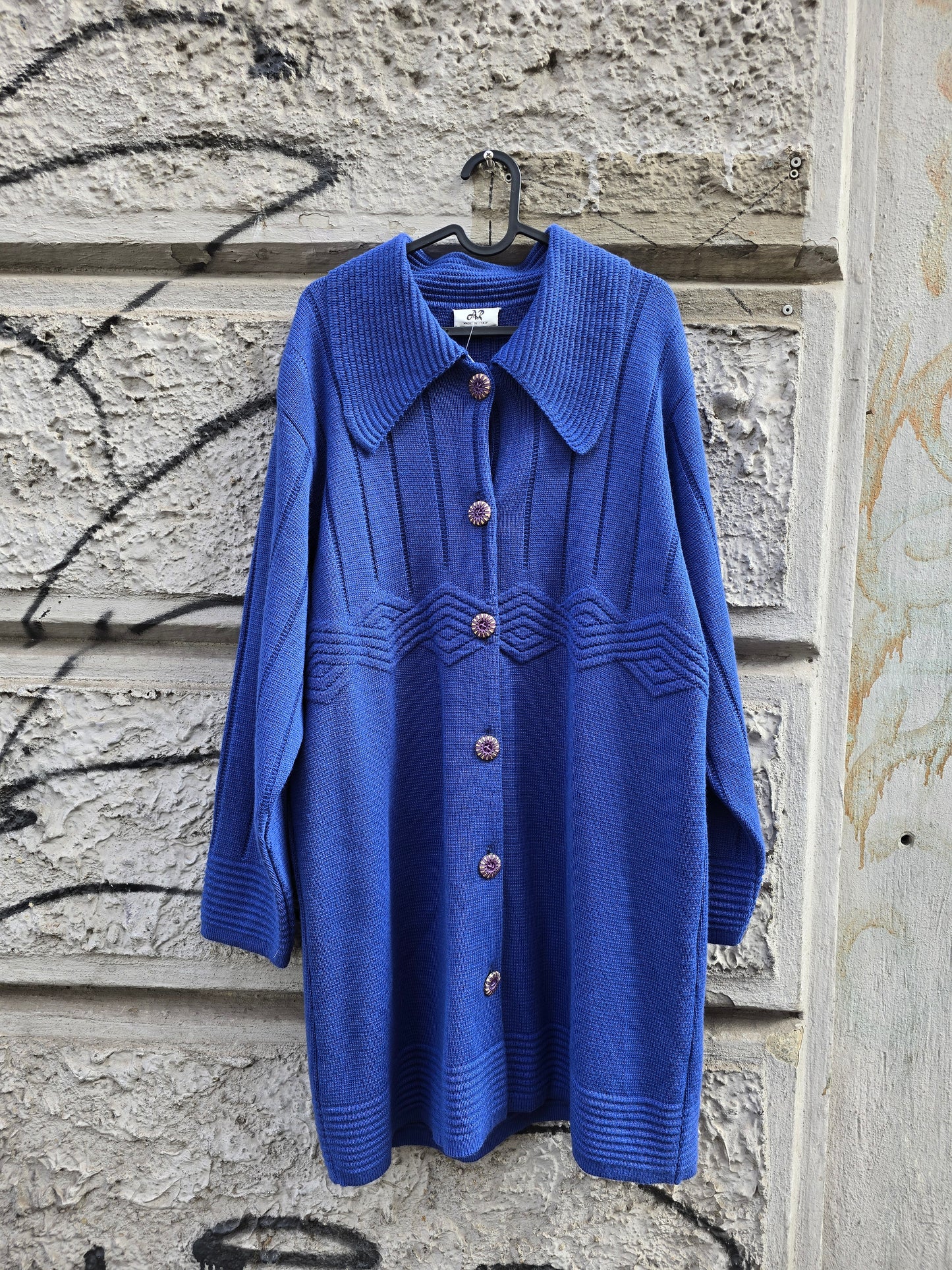 Cardigan vintage in lana indaco