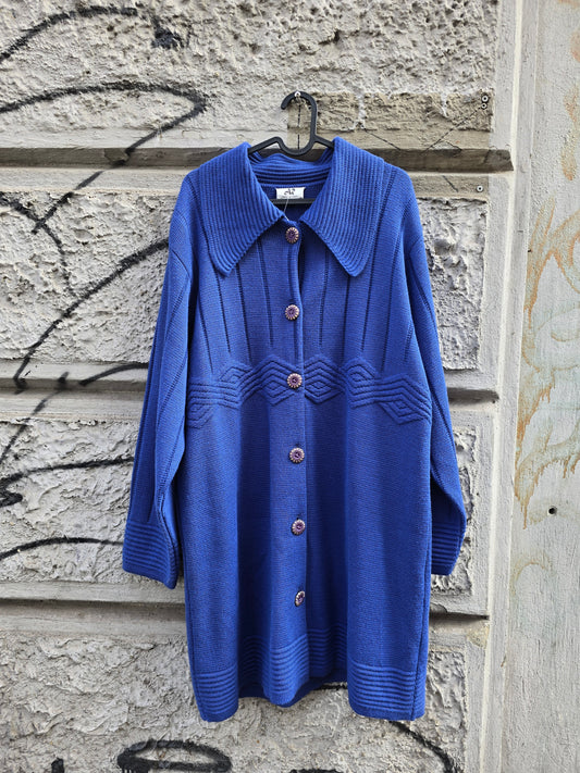 Cardigan vintage in lana indaco