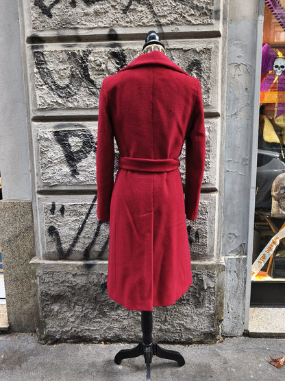 Cappotto donna rosso borgogna in lana vintage Intrend