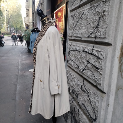 Cappotto donna beige Max Mara con collo maculato