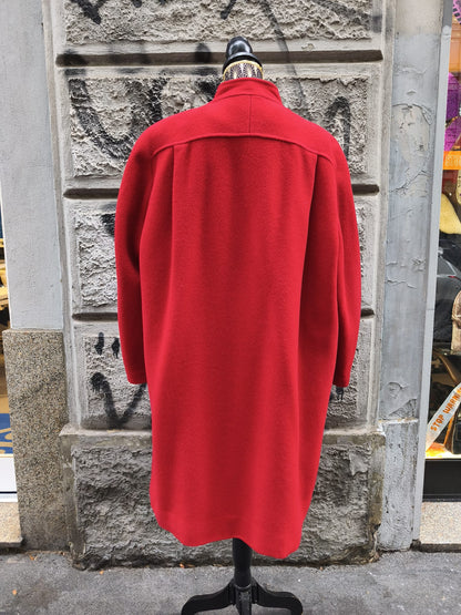 Cappotto donna vintage rosso in pura lana vergine