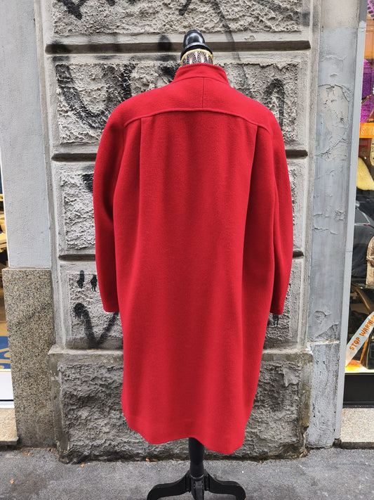 Cappotto donna vintage rosso in pura lana vergine