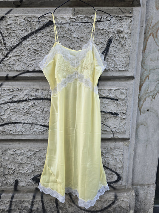 Sottoveste vintage giallo pallido in viscosa