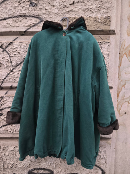 Giacca vintage in panno verde bottiglia