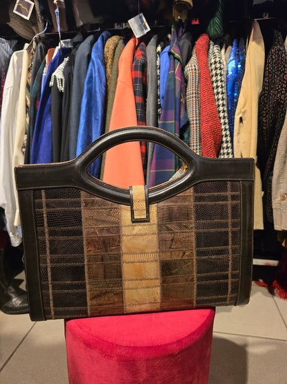 Borsa a mano vintage in patchwork di rettile