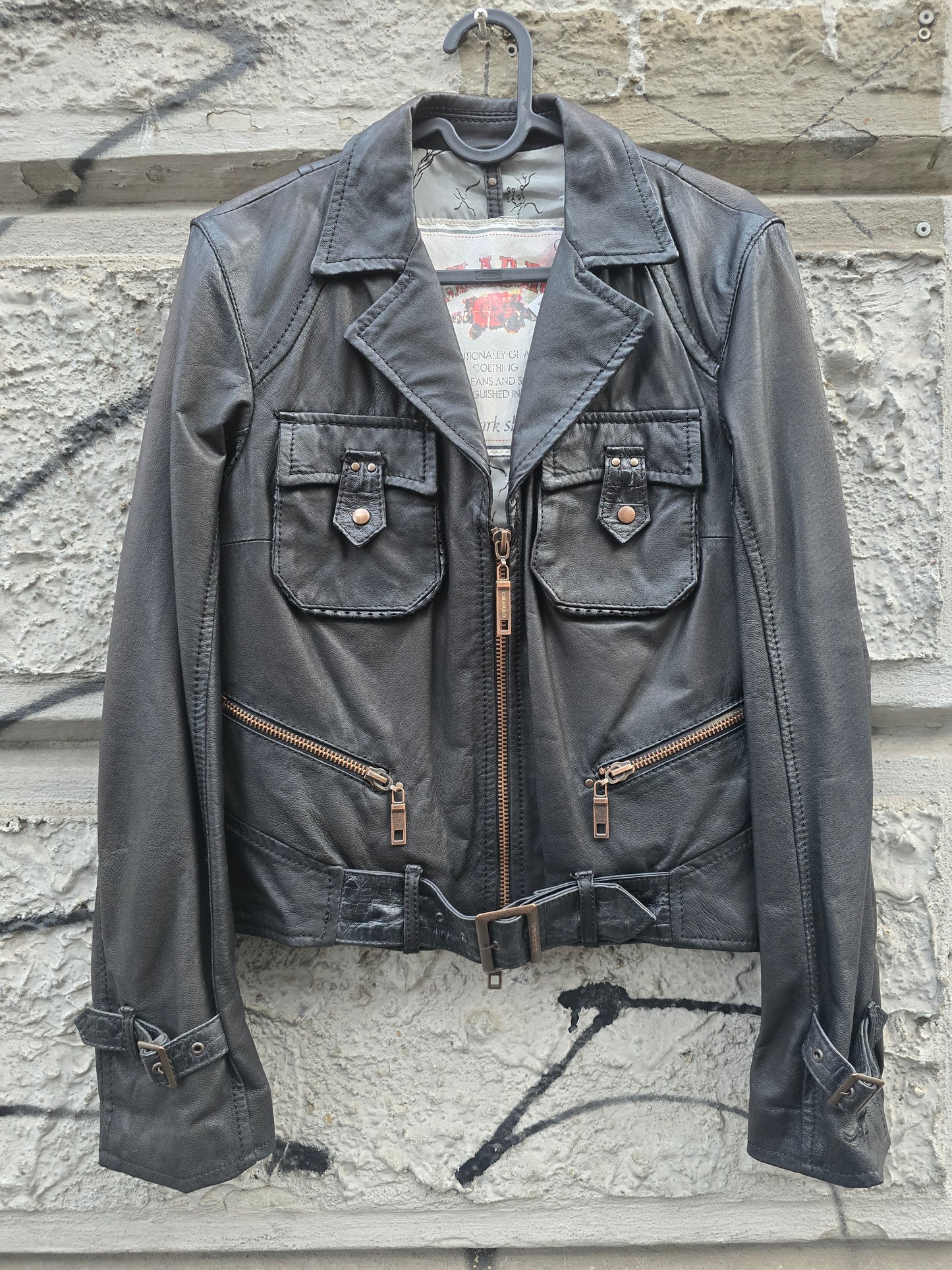 Giacca vintage in pelle nera El Charro