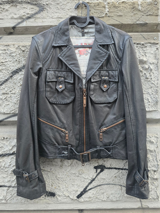 Giacca vintage in pelle nera El Charro