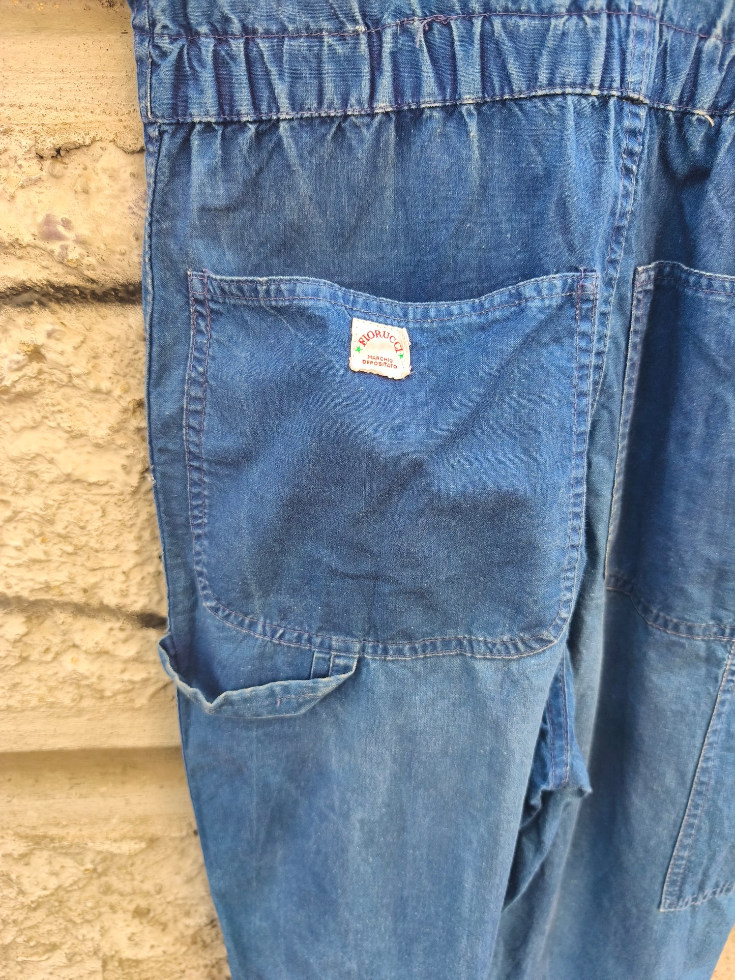Tuta smanicata workwear vintage in jeans Fiorucci anni 80