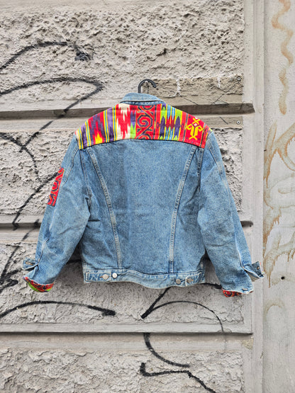 Giacca vintage Outsider in denim e velluto