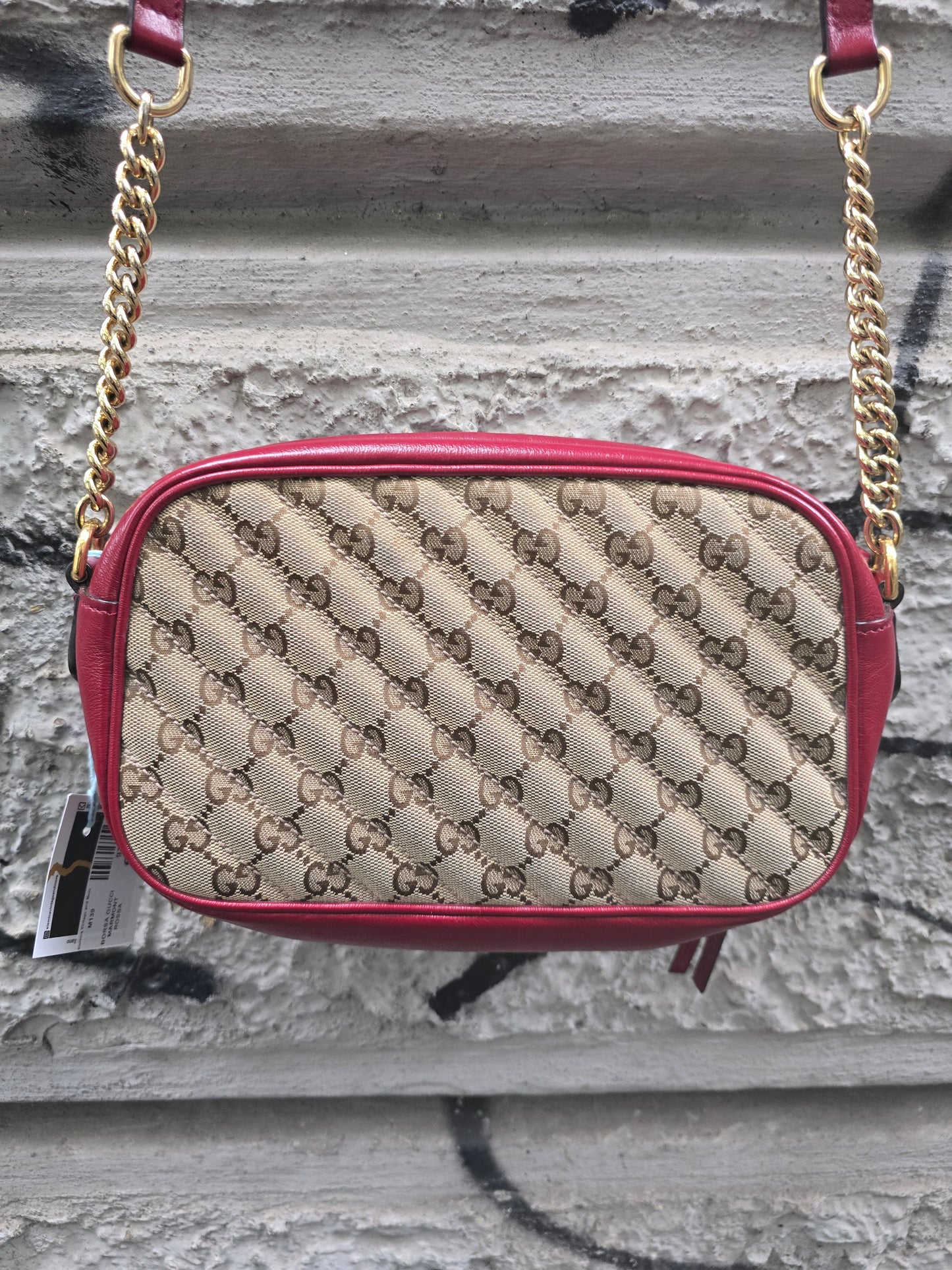 Borsa Gucci Marmont vintage rossa pelle e stoffa monogrammata
