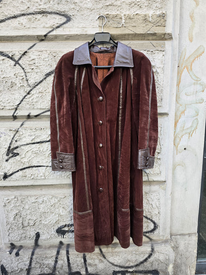 Giacca vintage donna in velluto e vera pelle