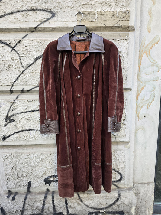 Giacca vintage donna in velluto e vera pelle