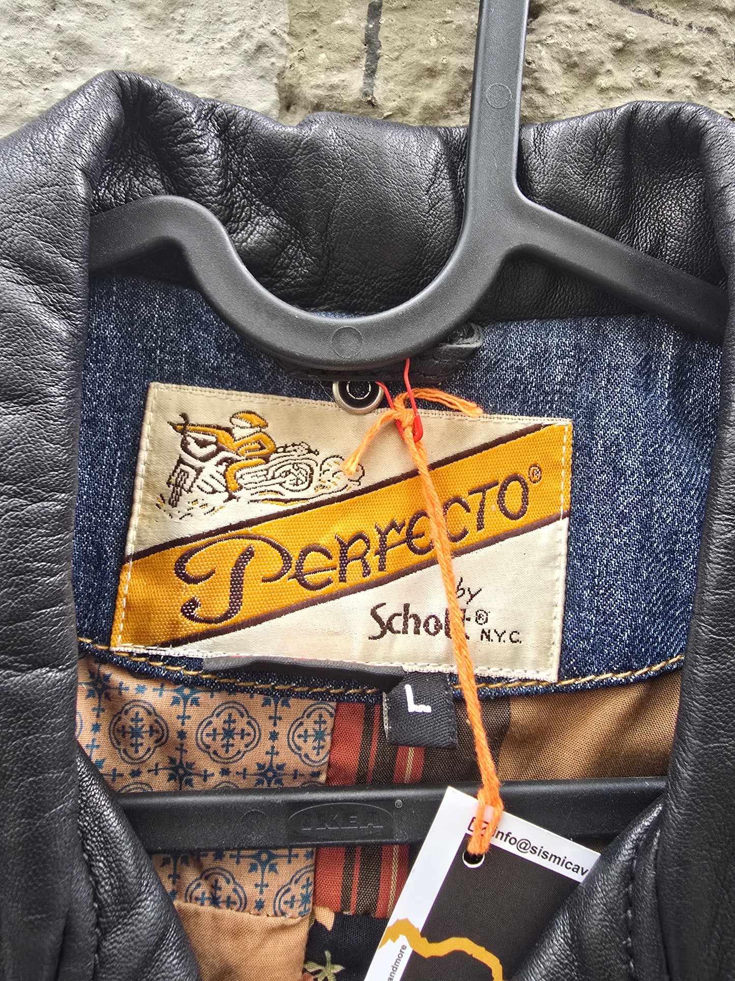 Giacca vintage in denim e pelle Schott Perfecto